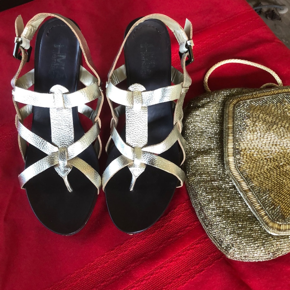 Gold Leather Sandals